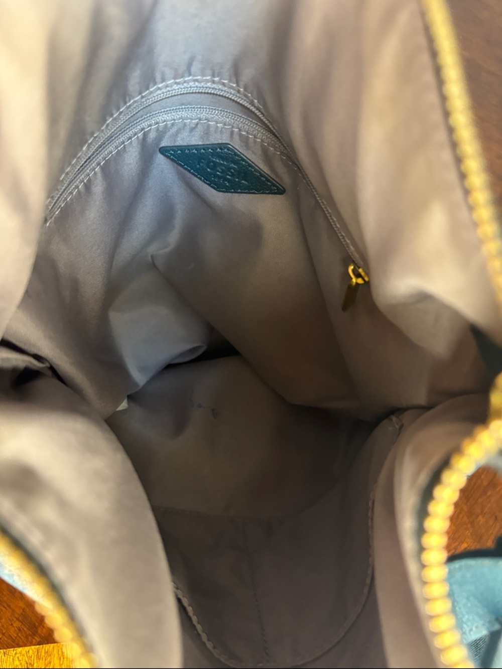 Fossil Teal Leather Shoulder Bag with Gold-Tone Hardware - Picture 9 of 10